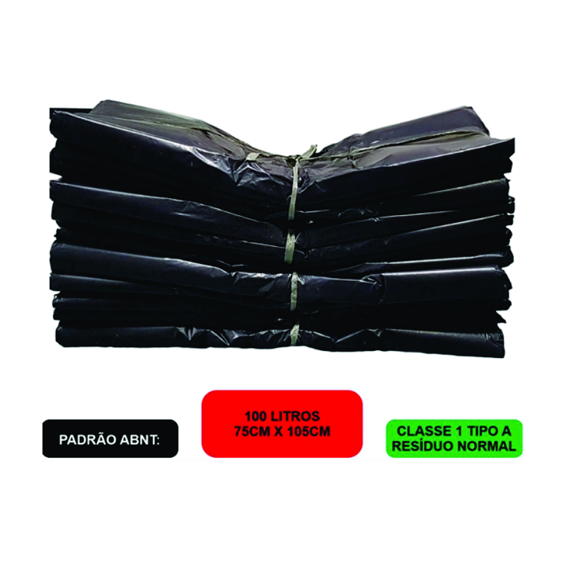 Saco de Lixo Reforçado - 100 Litros - Material Reciclado (PCT 100 Unidades) - Imagem 2